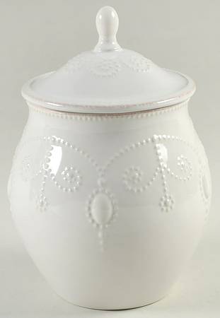 French Perle White Small Canister & Lid
