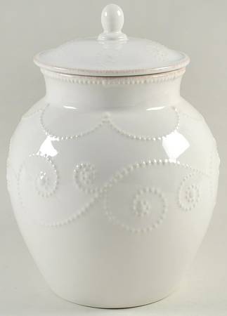 French Perle White Medium Canister & Lid