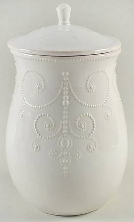 French Perle White Large Canister & Lid