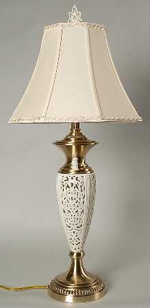 White Linen 31" Electric Lamp & Shade