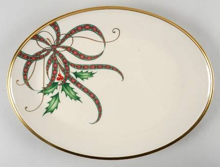 Holiday Nouveau Ribbon 14" Oval Serving Platter