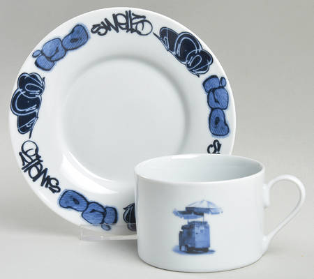 New York Delft Flat Cup & Saucer Set