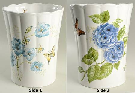Butterfly Meadow Blue China Waste Basket