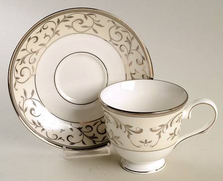 Opal Innocence Silver Footed Cup & Saucer Set by Lenox