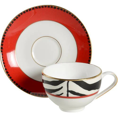 Zebras Gold Footed Cup & Saucer Set