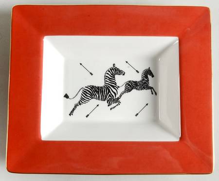 Zebras Gold Rectangular Dish