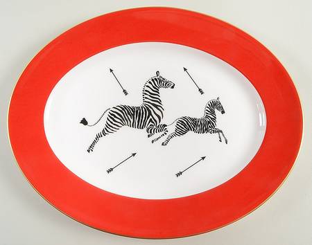 Zebras Gold 13" Oval Serving Platter