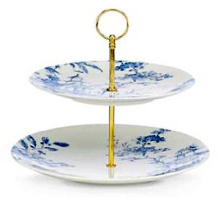 Toile Tale Sky Blue 2 Tiered Serving Tray (Dinner & Salad Plate)