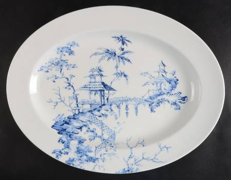Toile Tale Sky Blue 16" Oval Serving Platter