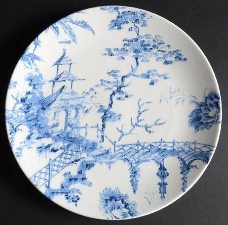 Toile Tale Sky Blue Coupe Accent Luncheon Plate