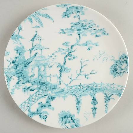 Toile Tale Teal Coupe Accent Luncheon Plate