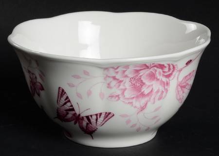 Butterfly Meadow Toile Pink Rice Bowl