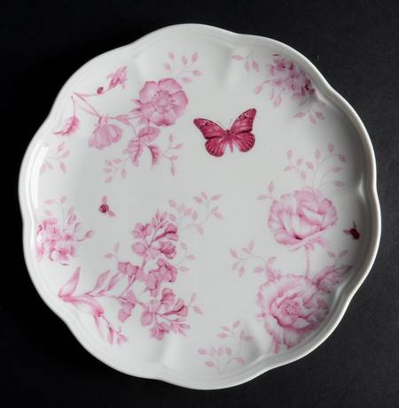 Butterfly Meadow Toile Pink Accent Luncheon Plate
