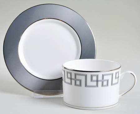 Darius Silver (Platinum) Flat Cup & Saucer Set