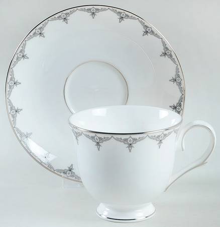 Jeweled Saree Platinum Footed Cup & Saucer Set by Lenox