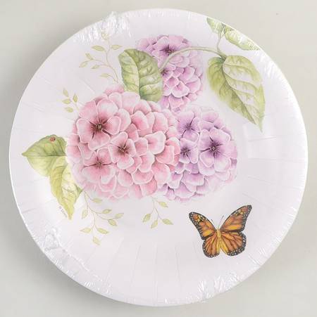 Butterfly Meadow Hydrangea Pack of 8 - Paper Luncheon/Dessert Plates by Lenox