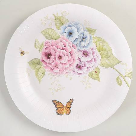 Butterfly Meadow Hydrangea Pack of 8 - Paper Dinner Plate