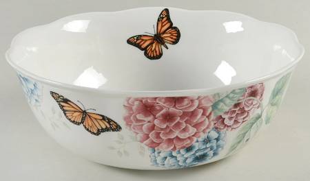 Butterfly Meadow Hydrangea 10" Round Serving Bowl
