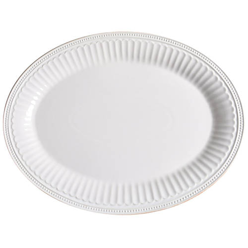 French Perle Groove White 16" Oval Serving Platter