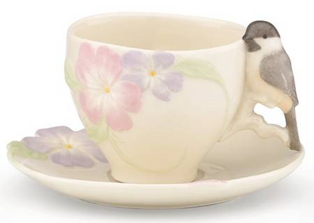 Blossoms and Birds Flat Cup & Saucer Set