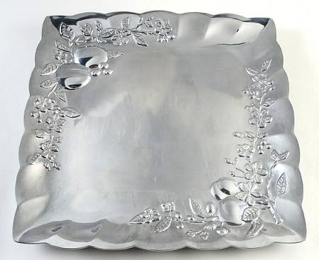 Garden Mural 14" Square Metal Tray