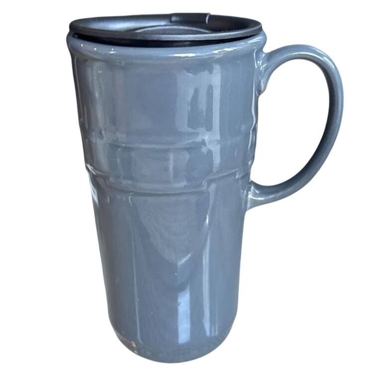Woven Traditions-Pewter Gray Travel Mug & Plastic Lid