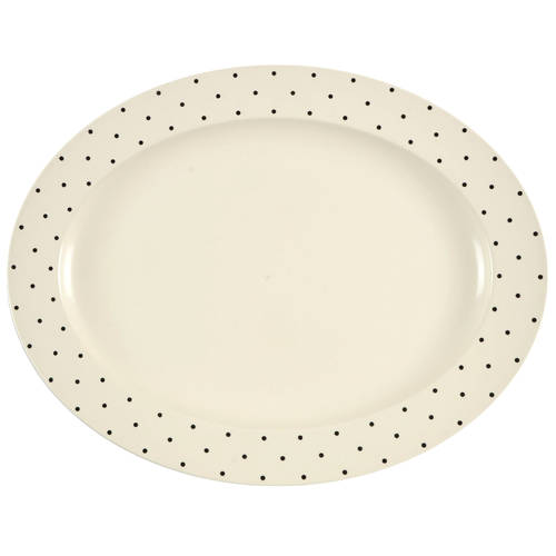 Larabee Dot Cream 16" Oval Serving Platter