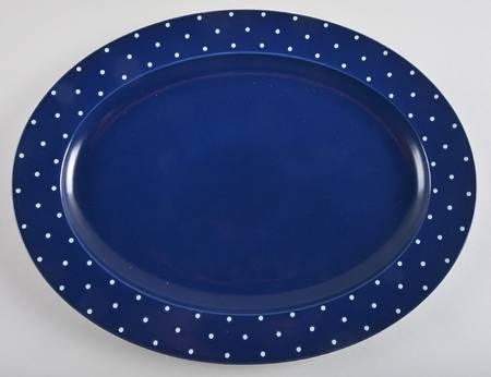 Larabee Dot Navy Blue 16" Oval Serving Platter