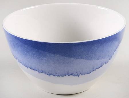 Indigo Watercolor Stripe Coupe Cereal Bowl