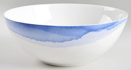 Indigo Watercolor Stripe 10" Round Serving Bowl