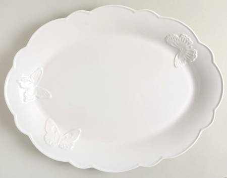 Butterfly Meadow Carved (Vanilla) 16" Oval Serving Platter