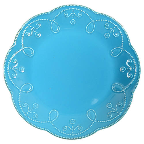 French Perle Peacock Accent Luncheon Plate