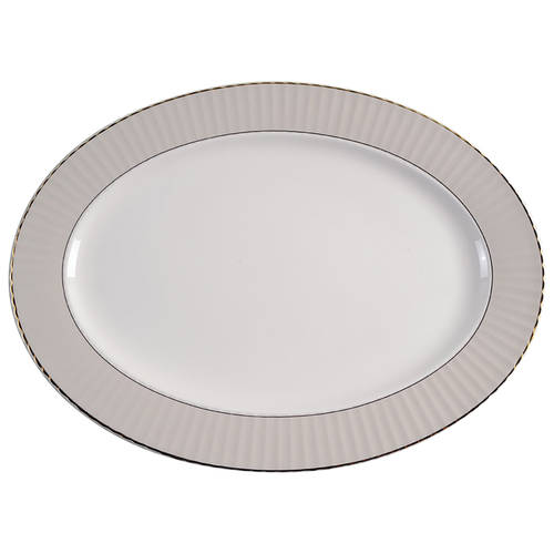 Pleated Colors Grey 16" Oval Serving Platter by Lenox