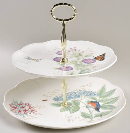 Butterfly Meadow Flutter 6 5/8"-10"  2 Tiered Serving Tray (Dp, Sp) HC