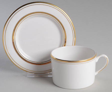 Library Lane Gold Flat Cup & Saucer Set