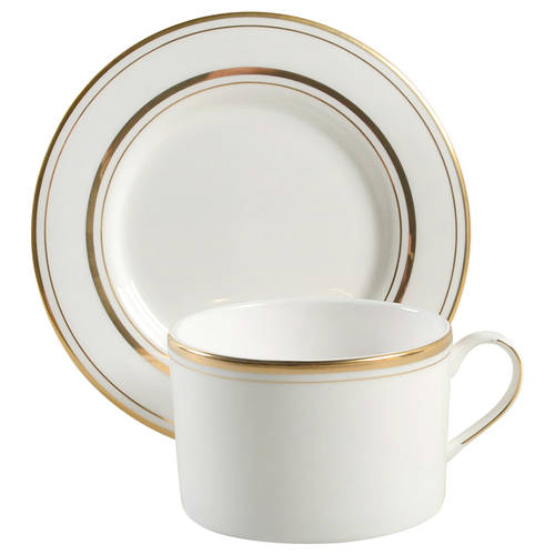 Library Lane Gold Flat Cup & Saucer Set