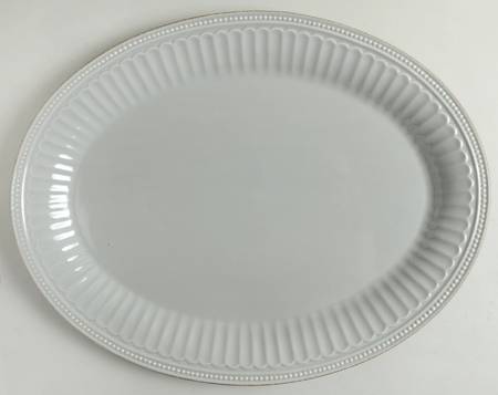 French Perle Groove Grey 16" Oval Serving Platter