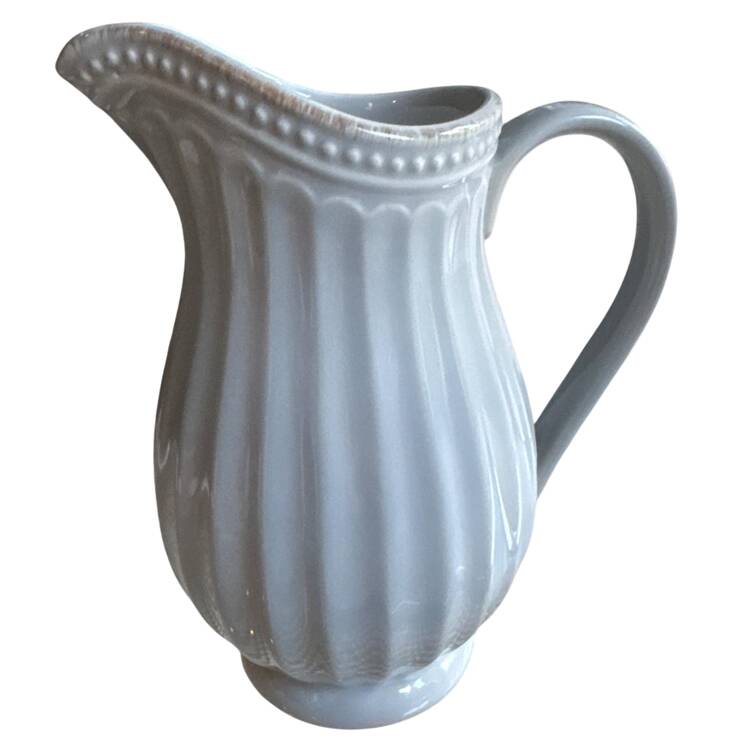 French Perle Groove Grey 16 Oz Pitcher