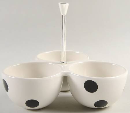 Deco Dot Black Handled 3-Part Divided Server
