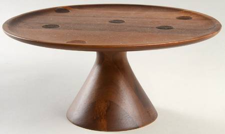 Deco Dot Black 10" Wood Pedestal Cake Stand