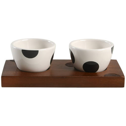 Deco Dot Black Salt & Pepper Pot Set w/Tray