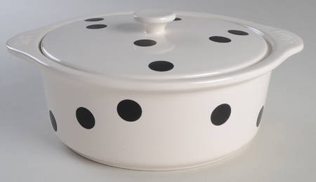 Deco Dot Black 2 Qt Round Covered Casserole