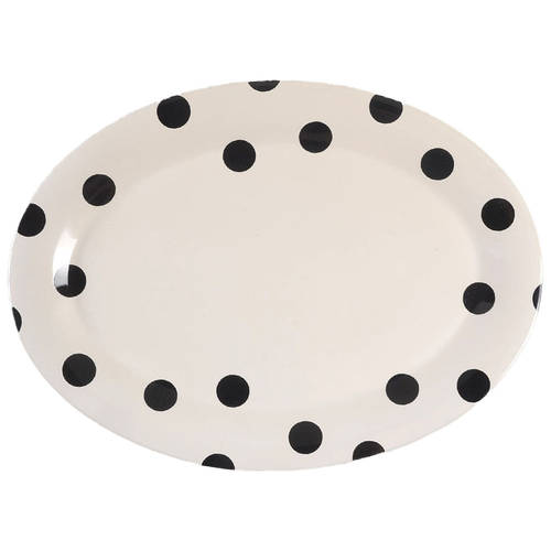 Deco Dot Black 14" Oval Serving Platter