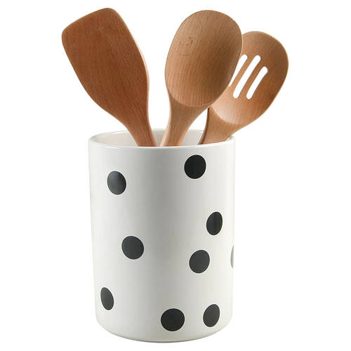Deco Dot Black Utensil Set (Holder & Utensils)