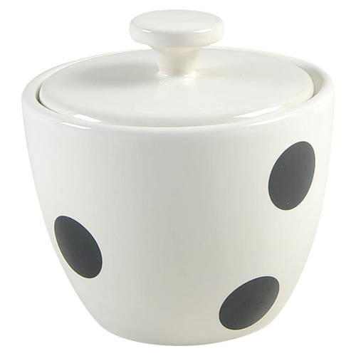 Deco Dot Black Sugar Bowl & Lid
