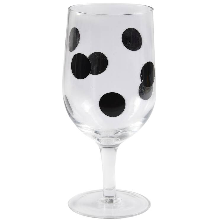Deco Dot Black Glassware Goblet
