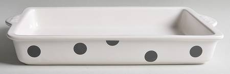 Deco Dot Black 13"  Rectangular Baker