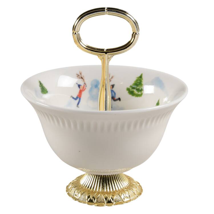 Profile Snow Day 6"-7" Handled Footed Nut Dish HC