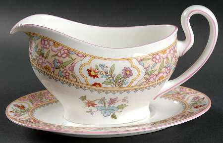 Asian Flowers Gravy Boat & Underplate
