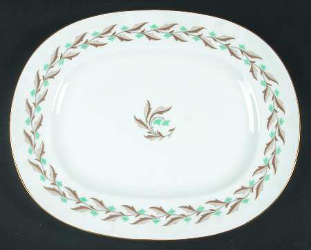 Ashton (Gold Trim) 14" Oval Serving Platter